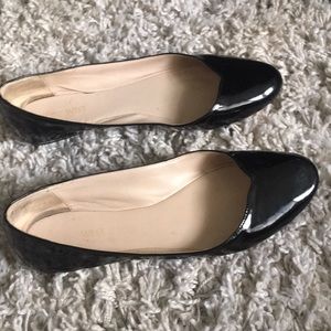 Black, patent leather Nine West flats